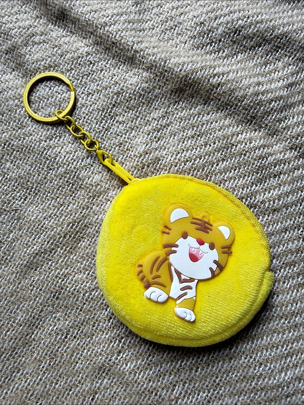 Mini Yellow Tiger Key chain coin Pouch Rawr!